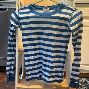 - Hanna Andersson striped organic cotton top long sleeve blue white